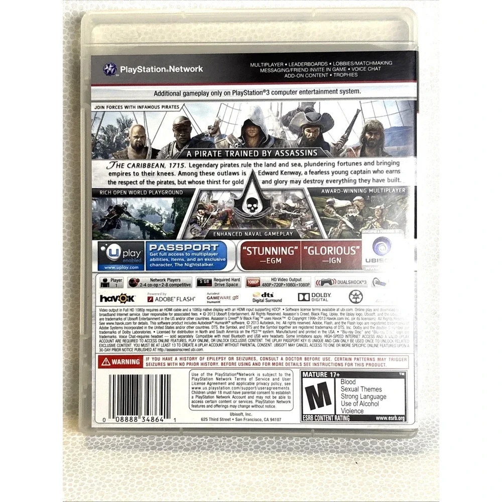 Lot 4 Sony Playstation 3 PS3 Assassins Creed, II, III, and Black Flag